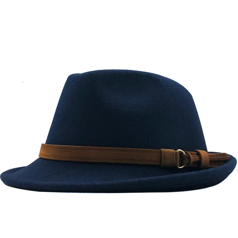 New Wool Fedora Hat for Women and Men - Winter Autumn Elegant Lady Gangster Trilby Felt Homburg Church Jazz Hat - Adjustable Siz