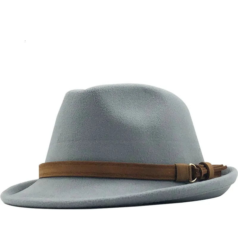 New Wool Fedora Hat for Women and Men - Winter Autumn Elegant Lady Gangster Trilby Felt Homburg Church Jazz Hat - Adjustable Siz