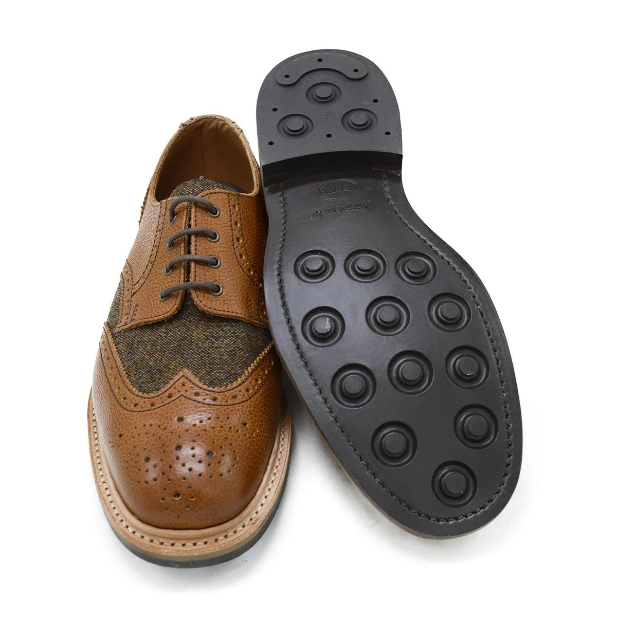 NPS Wilson Brogue Shoes - Walnut Brown Grain and Tweed | Buy Online