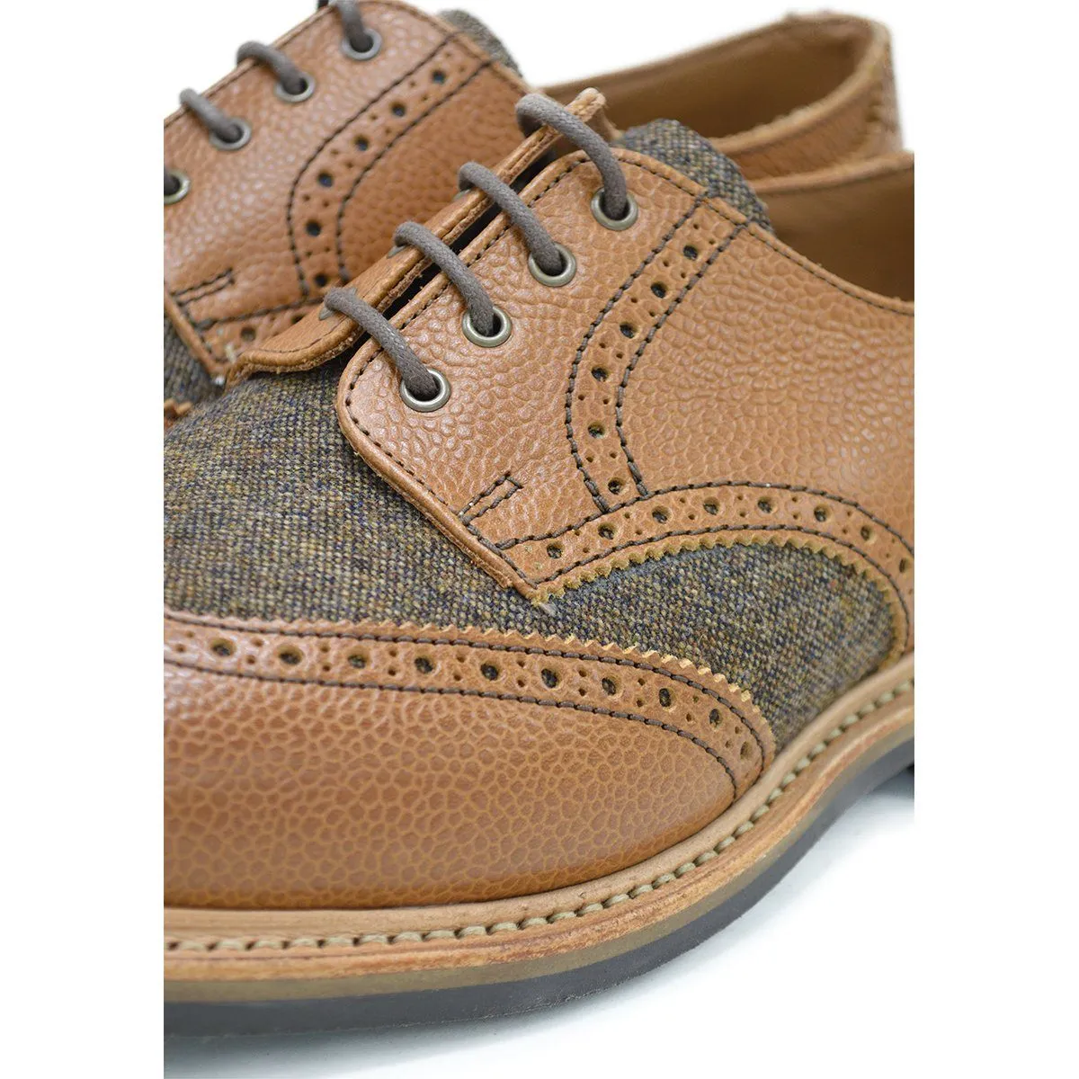 NPS Wilson Brogue Shoes - Walnut Brown Grain and Tweed | Buy Online