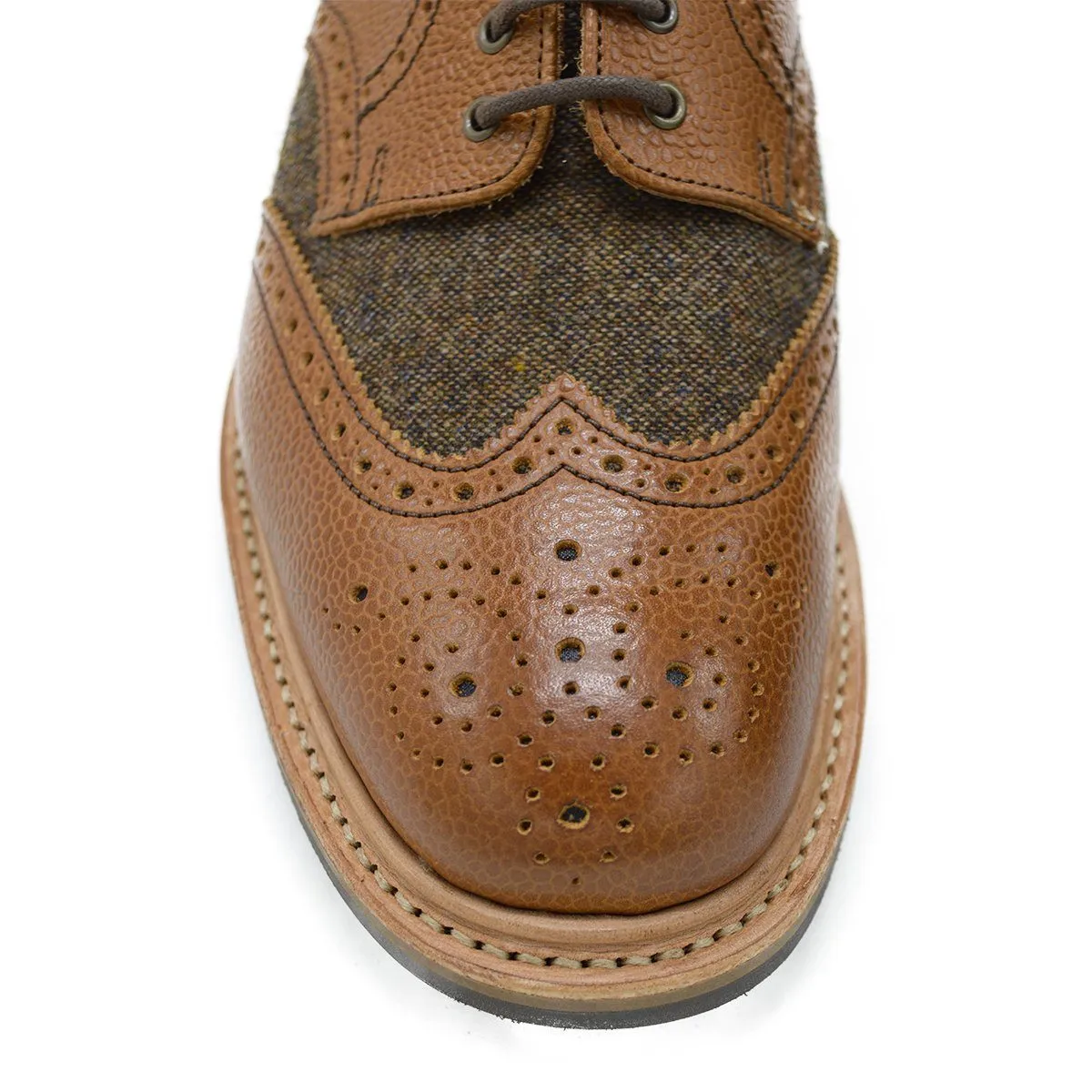 NPS Wilson Brogue Shoes - Walnut Brown Grain and Tweed | Buy Online