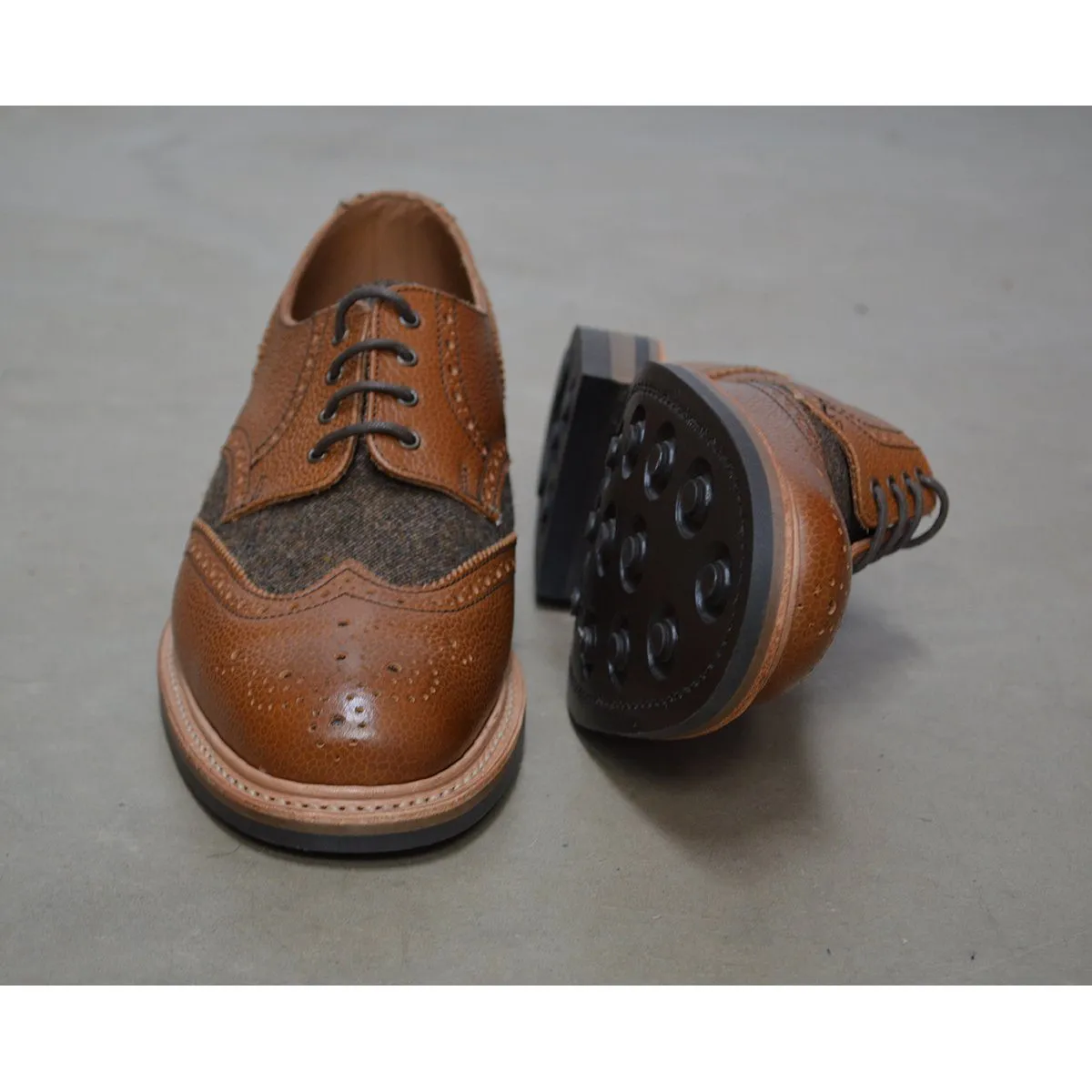 NPS Wilson Brogue Shoes - Walnut Brown Grain and Tweed | Buy Online