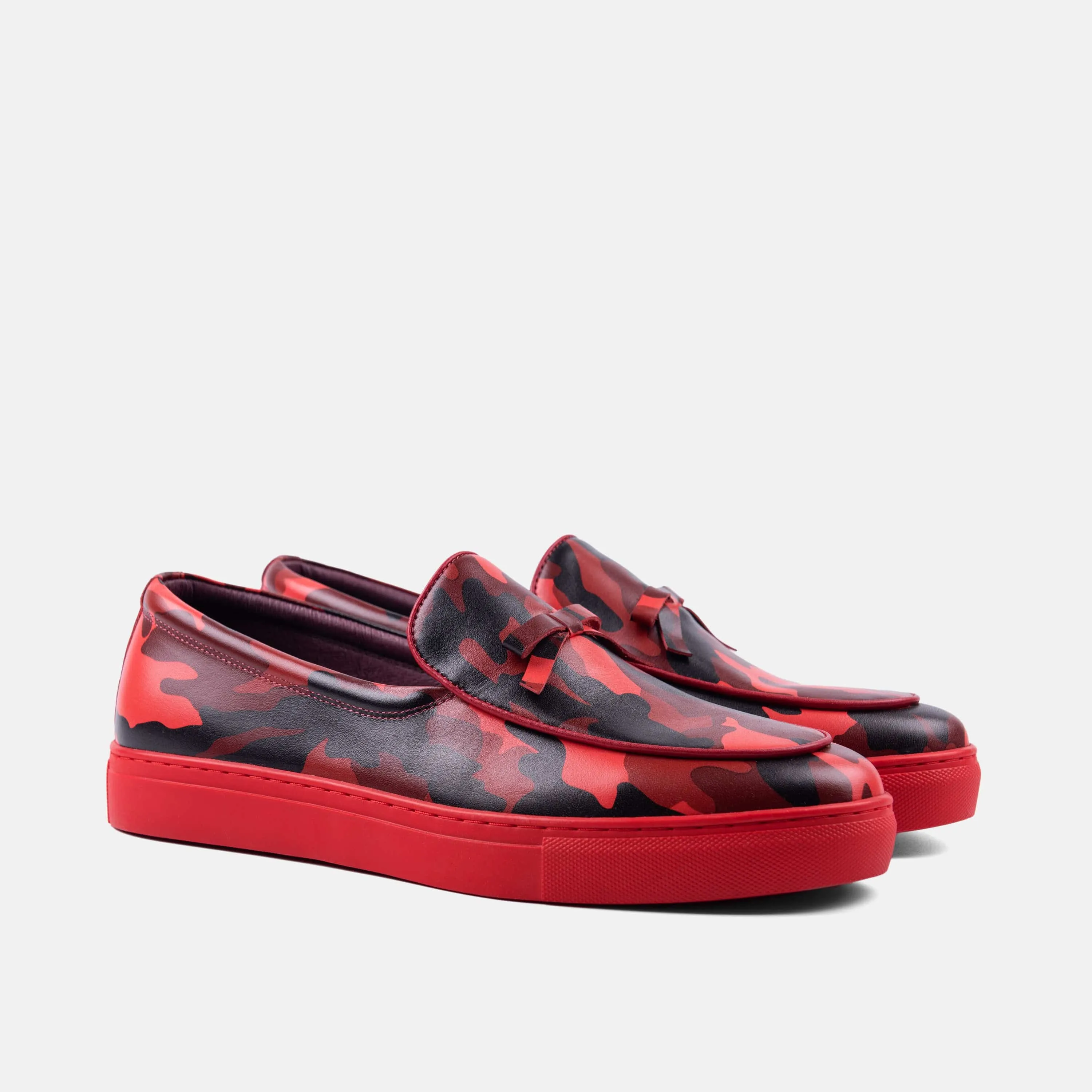 Odell Red Camo Leather Belgian Loafer Sneakers - Buy Online Now.