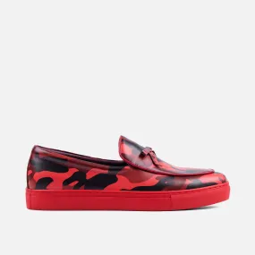 Odell Red Camo Leather Belgian Loafer Sneakers - Buy Online Now.