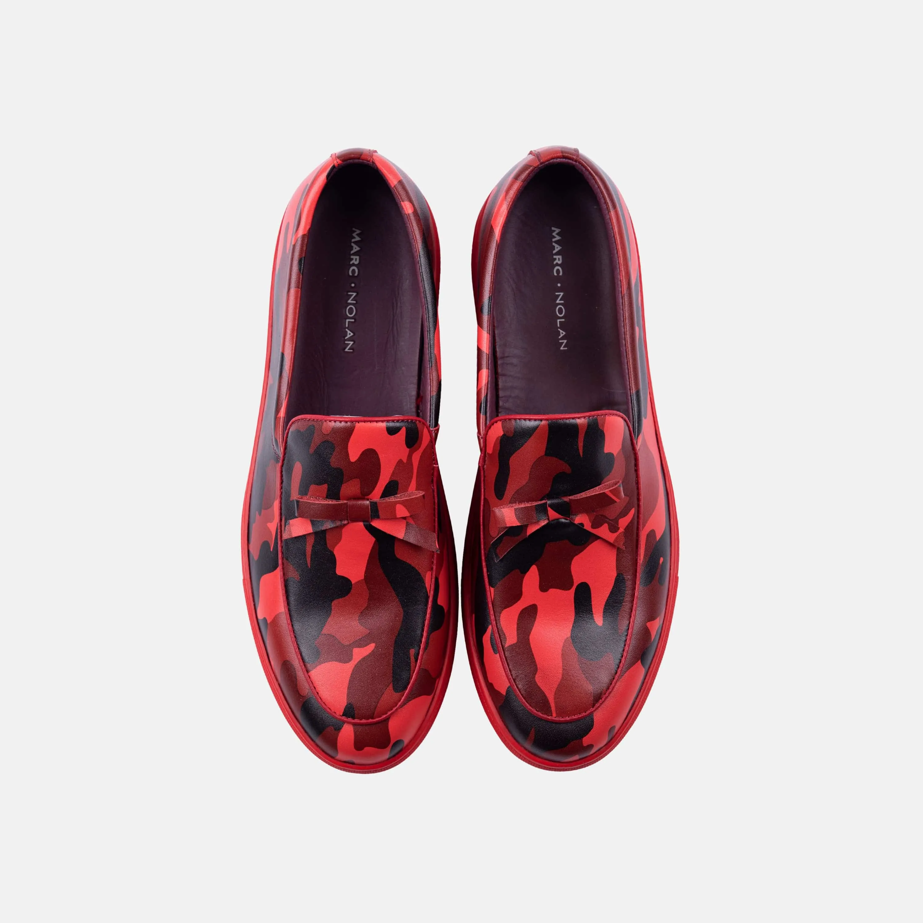 Odell Red Camo Leather Belgian Loafer Sneakers - Buy Online Now.