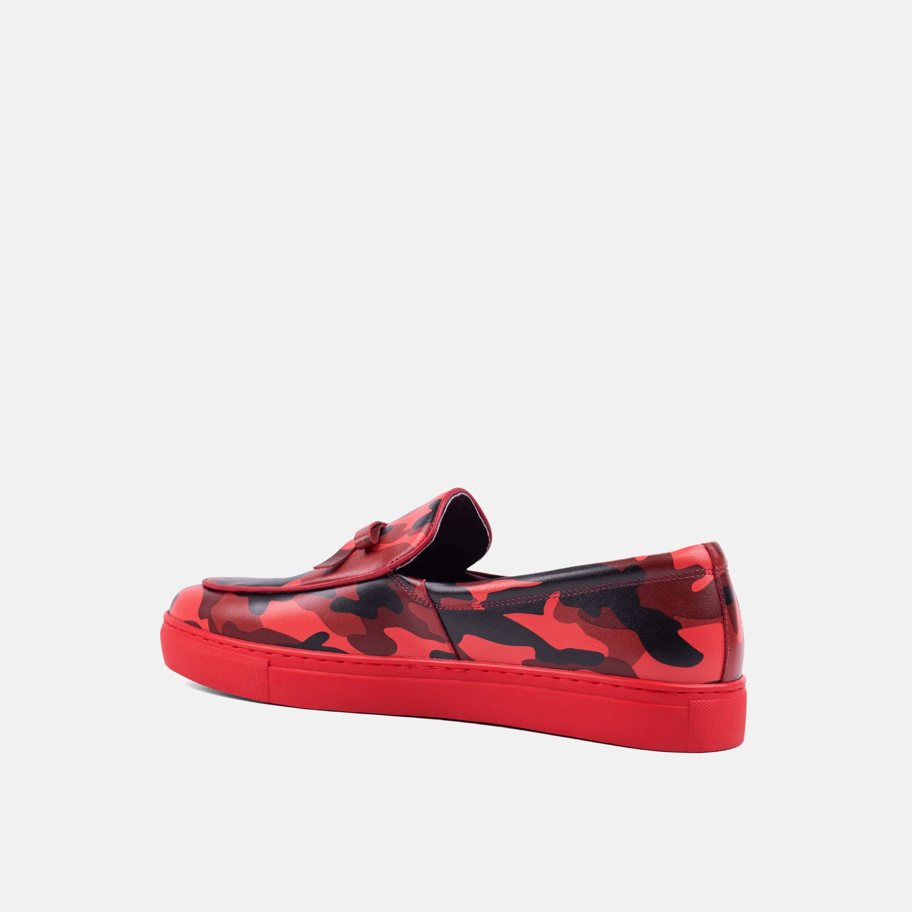 Odell Red Camo Leather Belgian Loafer Sneakers - Buy Online Now.