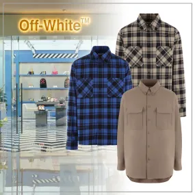 Off-White  |Other Plaid Patterns Street Style Long Sleeves Plain Logo