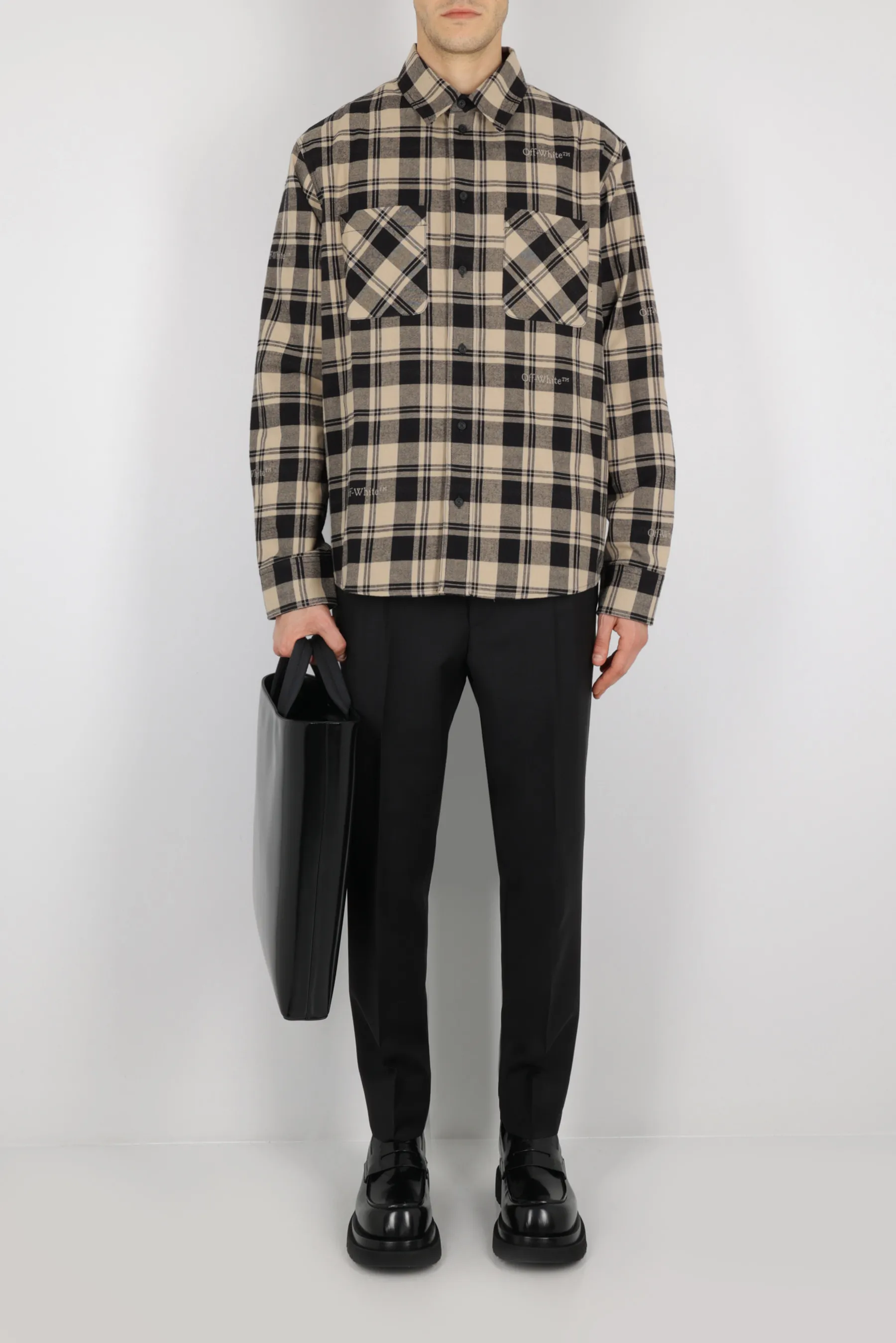 Off-White  |Other Plaid Patterns Street Style Long Sleeves Plain Logo