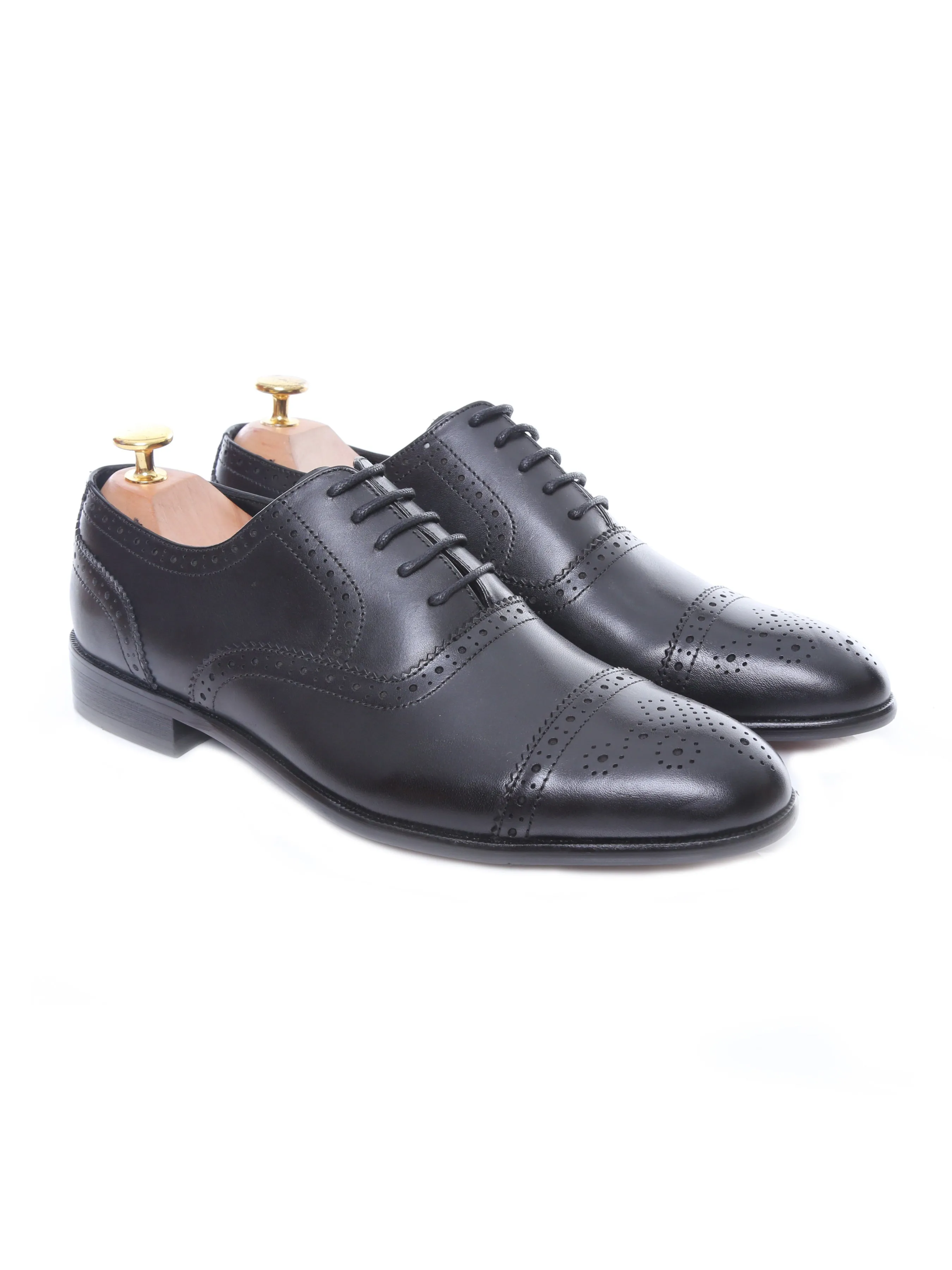 Oxford Black Semi Brogue Lace Up