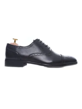 Oxford Black Semi Brogue Lace Up