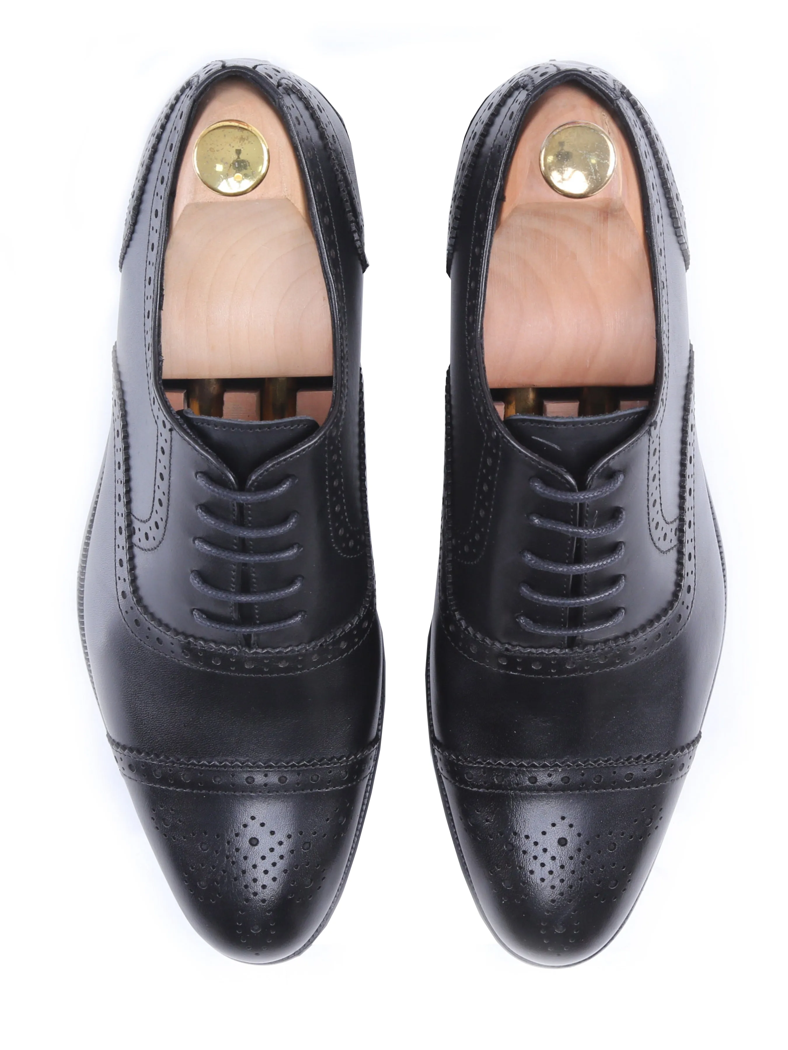 Oxford Black Semi Brogue Lace Up