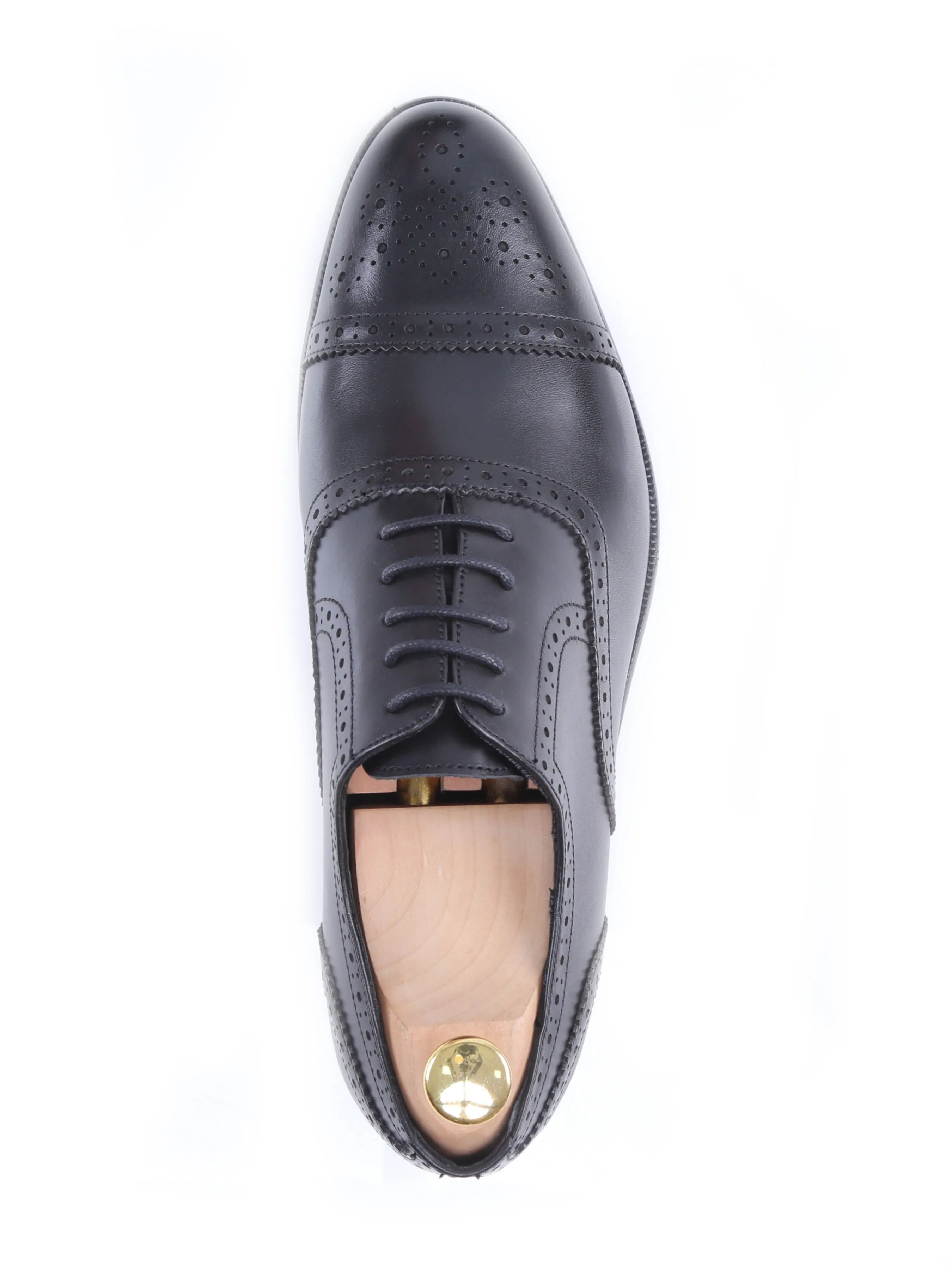 Oxford Black Semi Brogue Lace Up