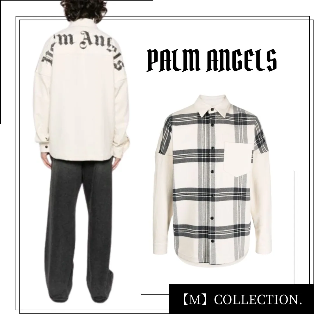 Palm Angels  |Tartan Other Plaid Patterns Unisex Street Style Long Sleeves