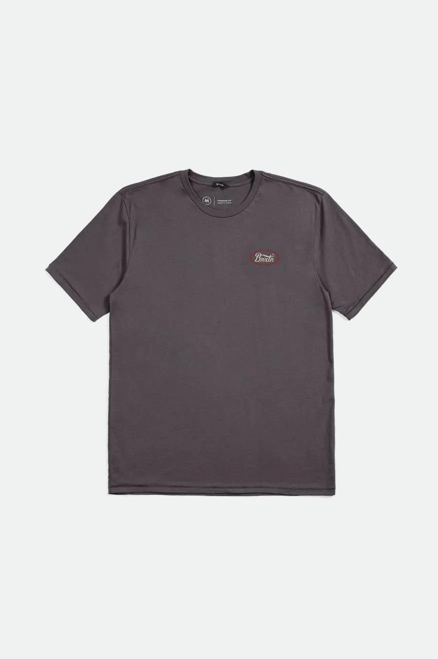 Parsons Short Sleeve Tailored T-Shirt - Charcoal/Casa Red/Whitecap