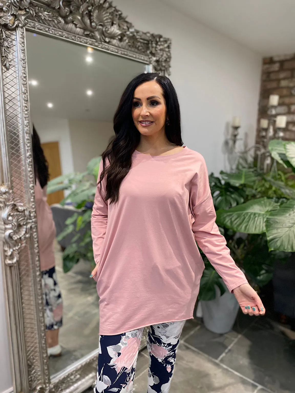 Pink Two Pocket Longline Top Jenna