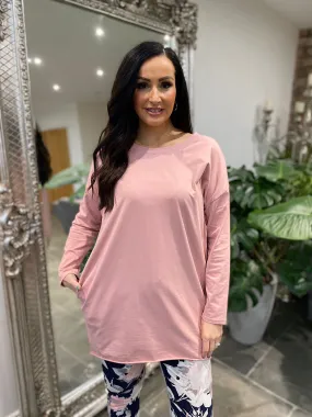 Pink Two Pocket Longline Top Jenna