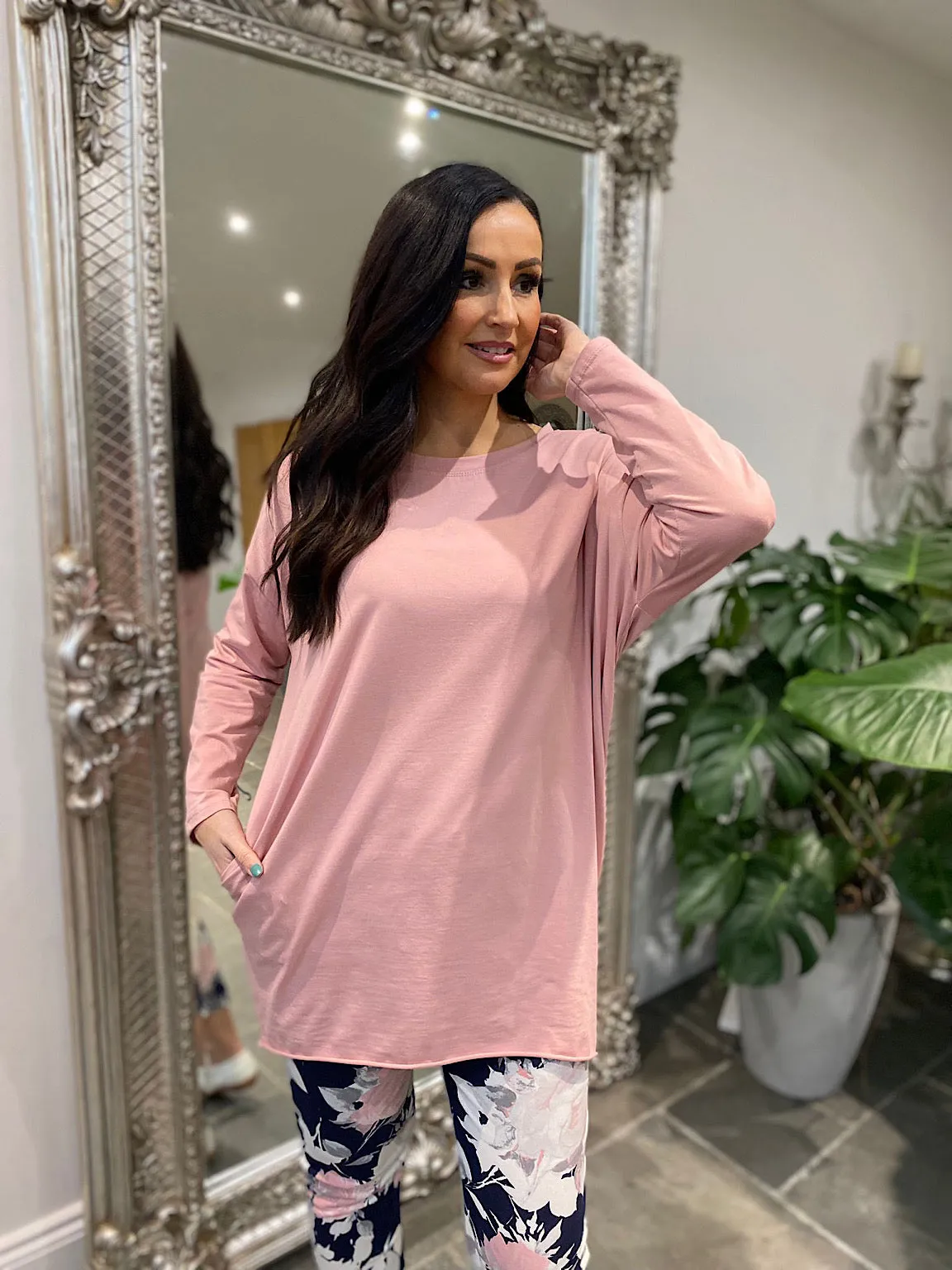 Pink Two Pocket Longline Top Jenna