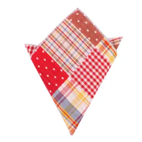 Plaid Red Gingham Cotton Polka Dot Pocket Square