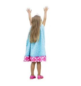 Princess Cape / Aqua w/ Pink Lattice Border