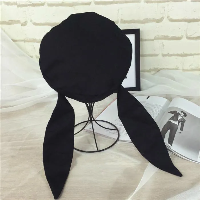 Retro Cute Bunny Ears Black Beret Hat - BY51004