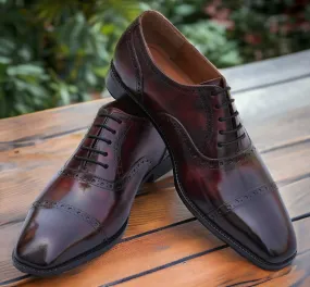 Robert Wine Leather Brogue Shoes