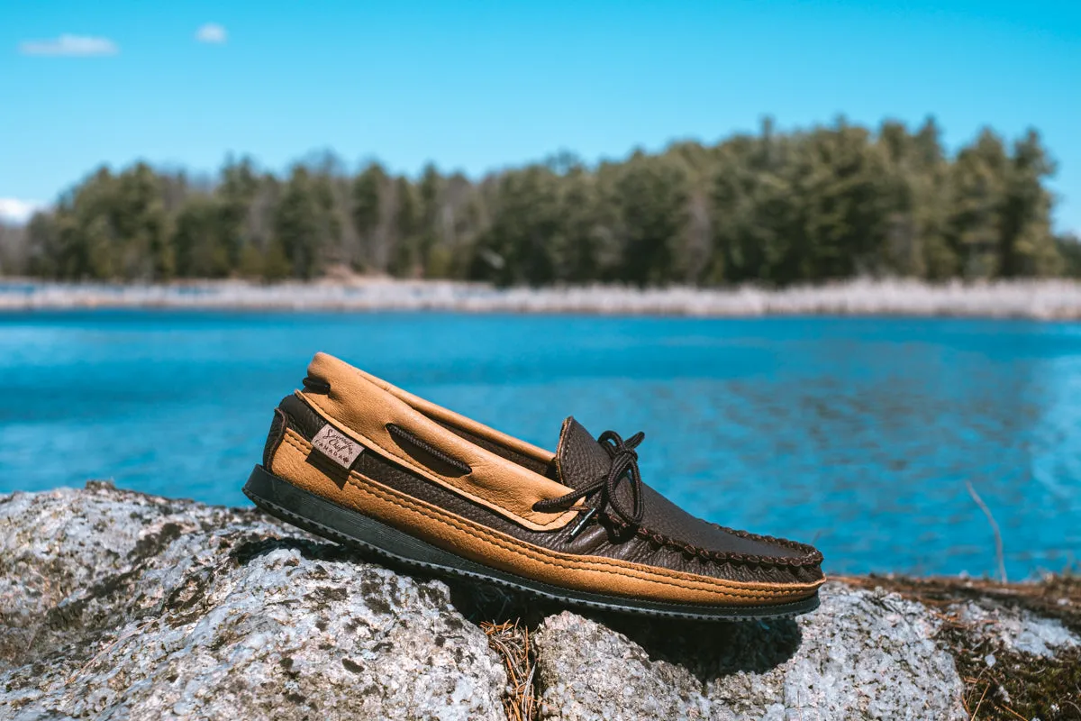 Rubber Sole Elk & Moose Hide Leather Moccasins