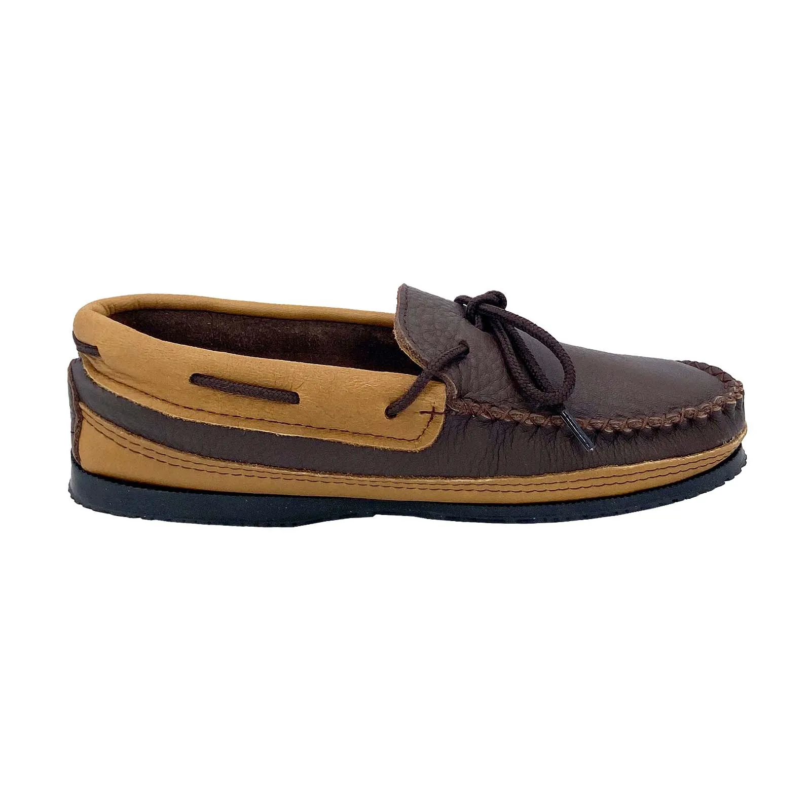 Rubber Sole Elk & Moose Hide Leather Moccasins