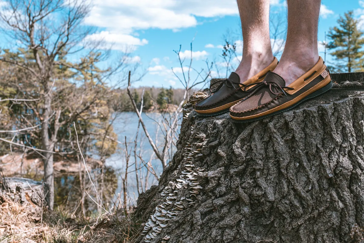 Rubber Sole Elk & Moose Hide Leather Moccasins