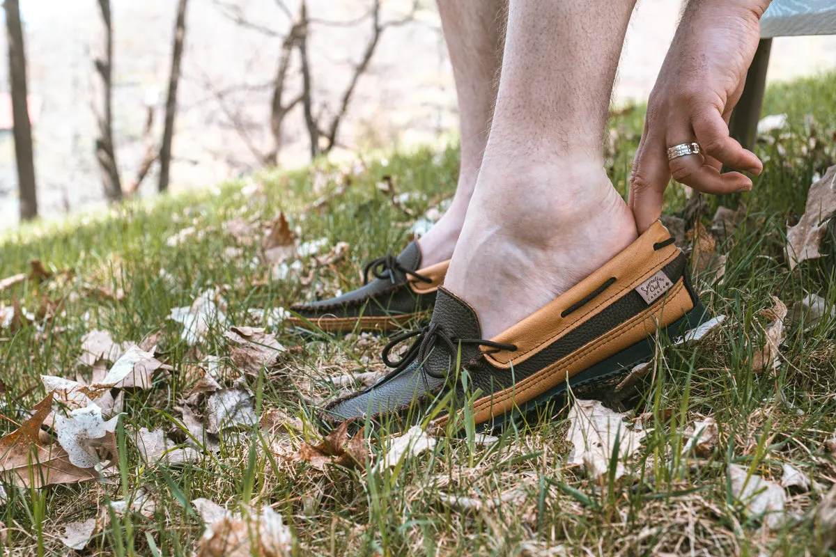 Rubber Sole Elk & Moose Hide Leather Moccasins