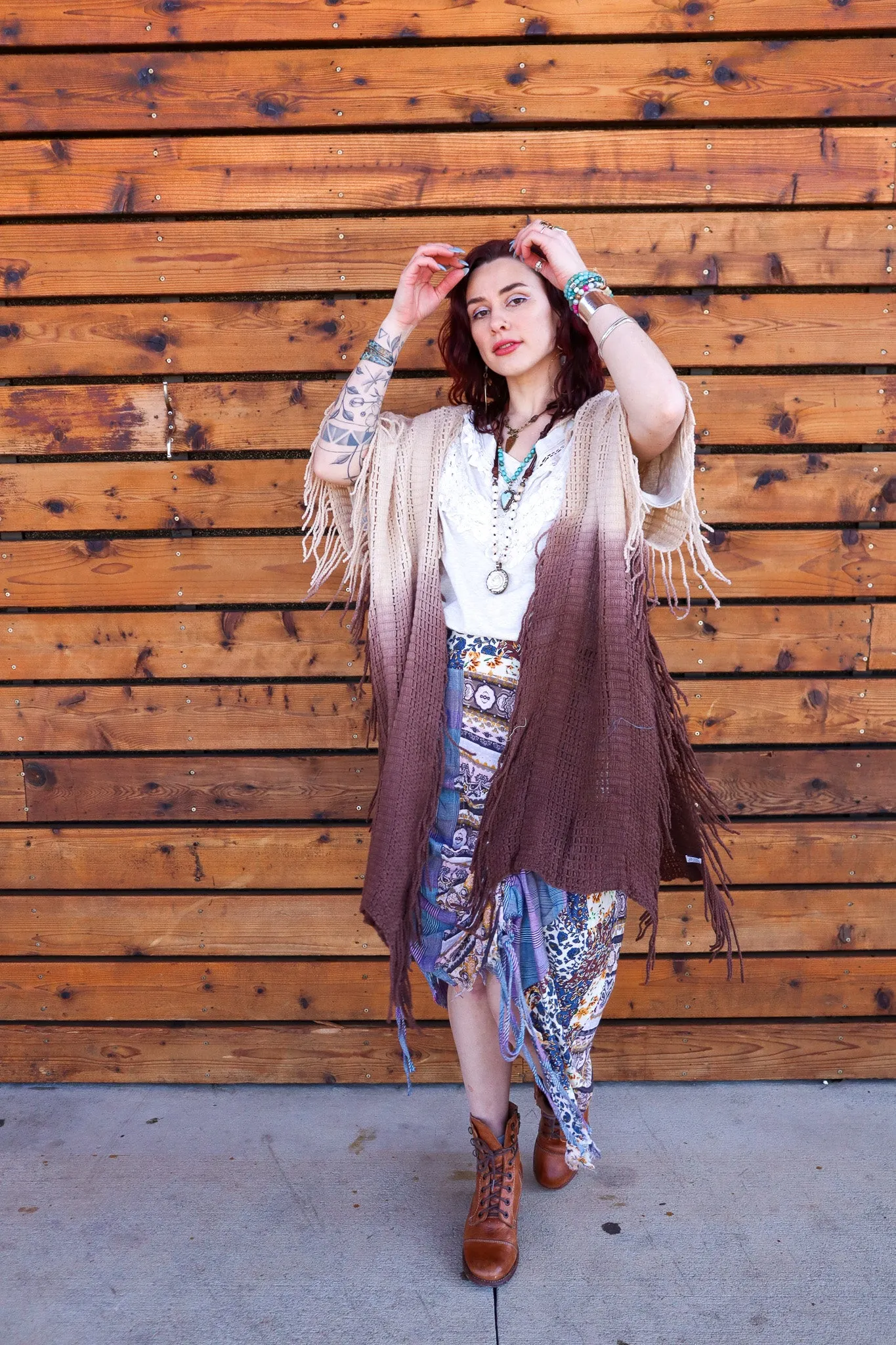 Sale - Hanna Fringe Boho Fringe Ombre Vest