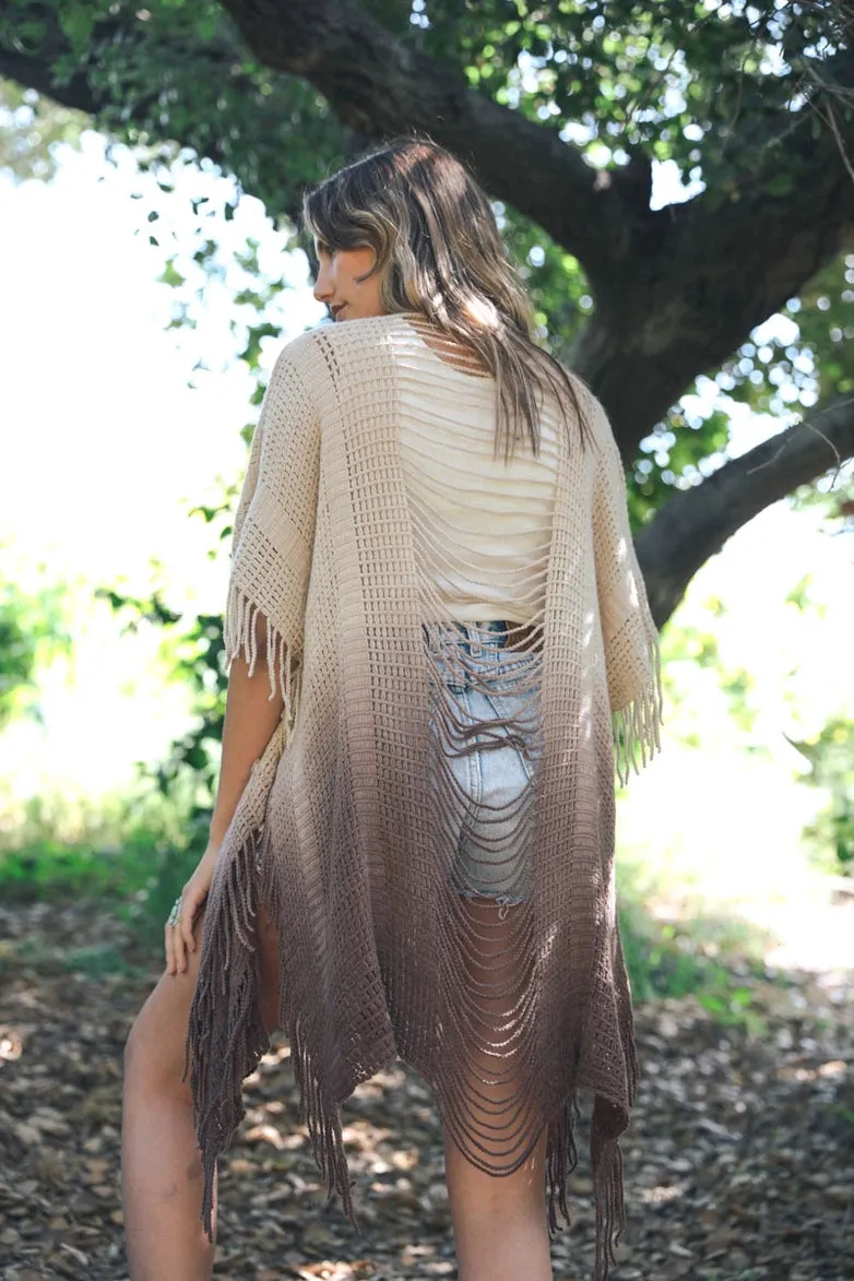 Sale - Hanna Fringe Boho Fringe Ombre Vest