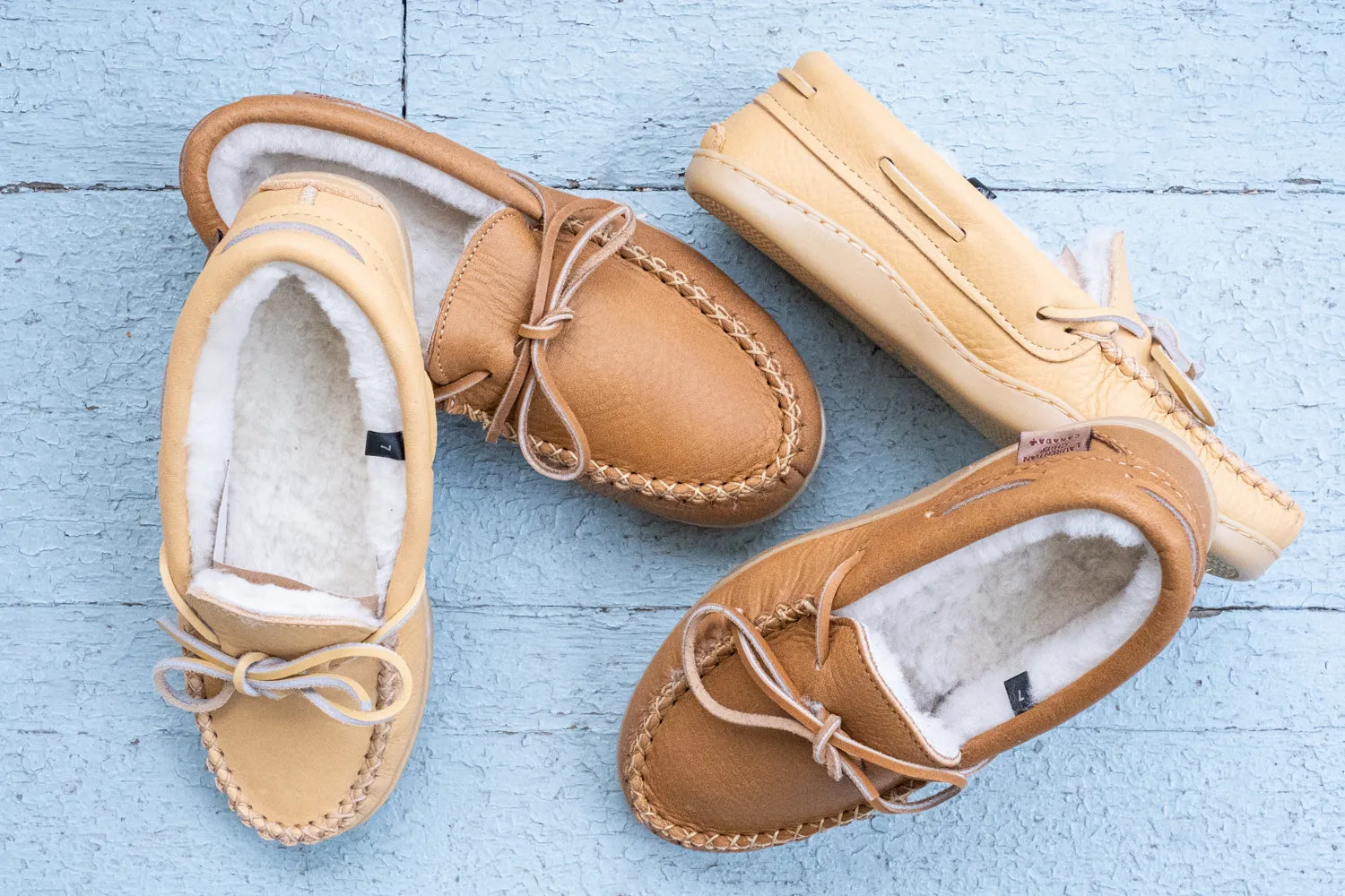 Sheepskin Lined Leather Moccasins for Women