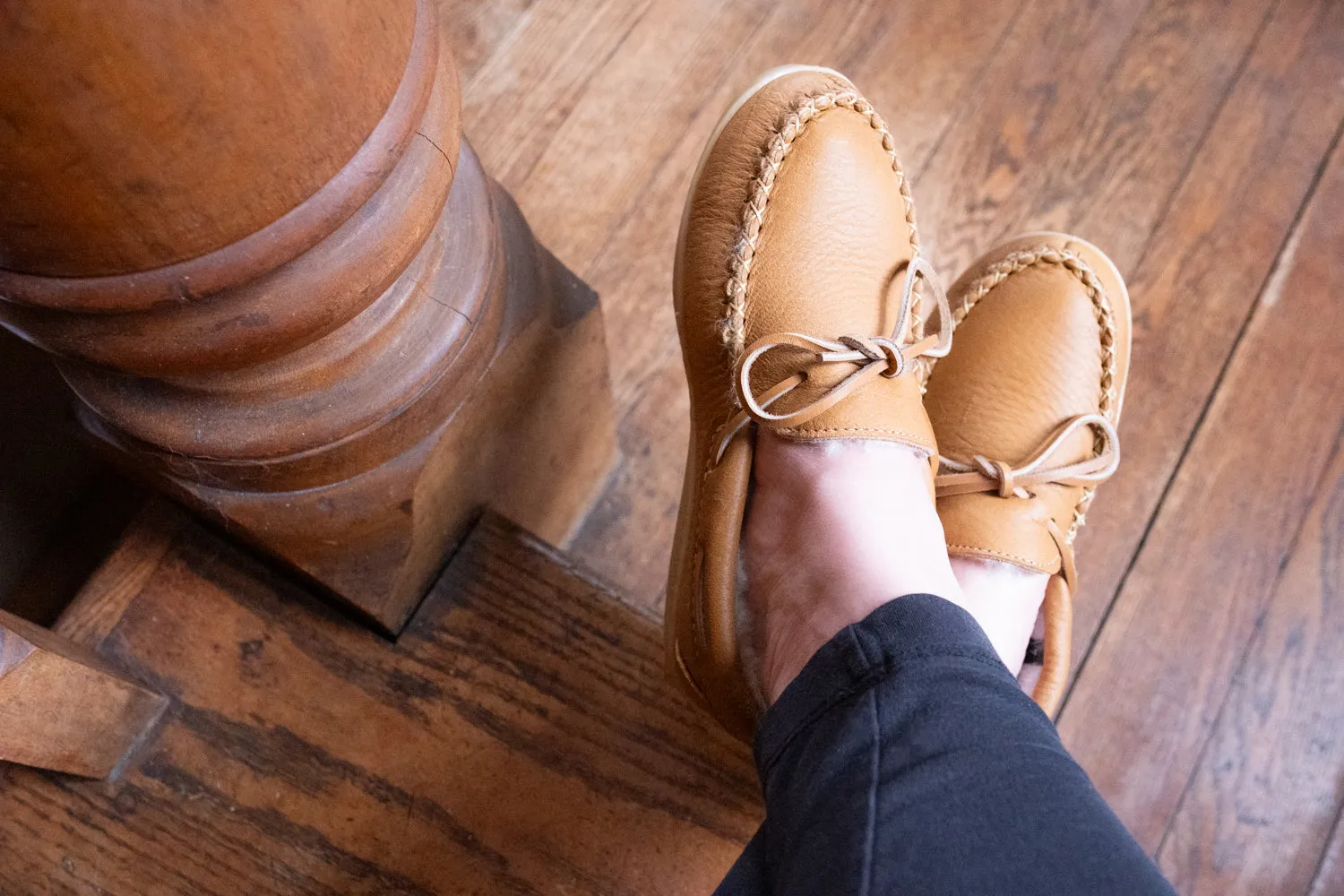 Sheepskin Lined Leather Moccasins for Women