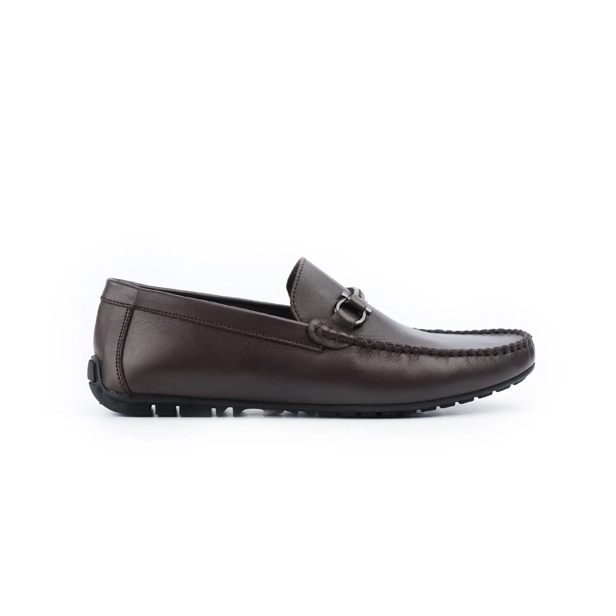 Stitched Horse Bit Buckled Moccasin - Leather Slip-On Shoe