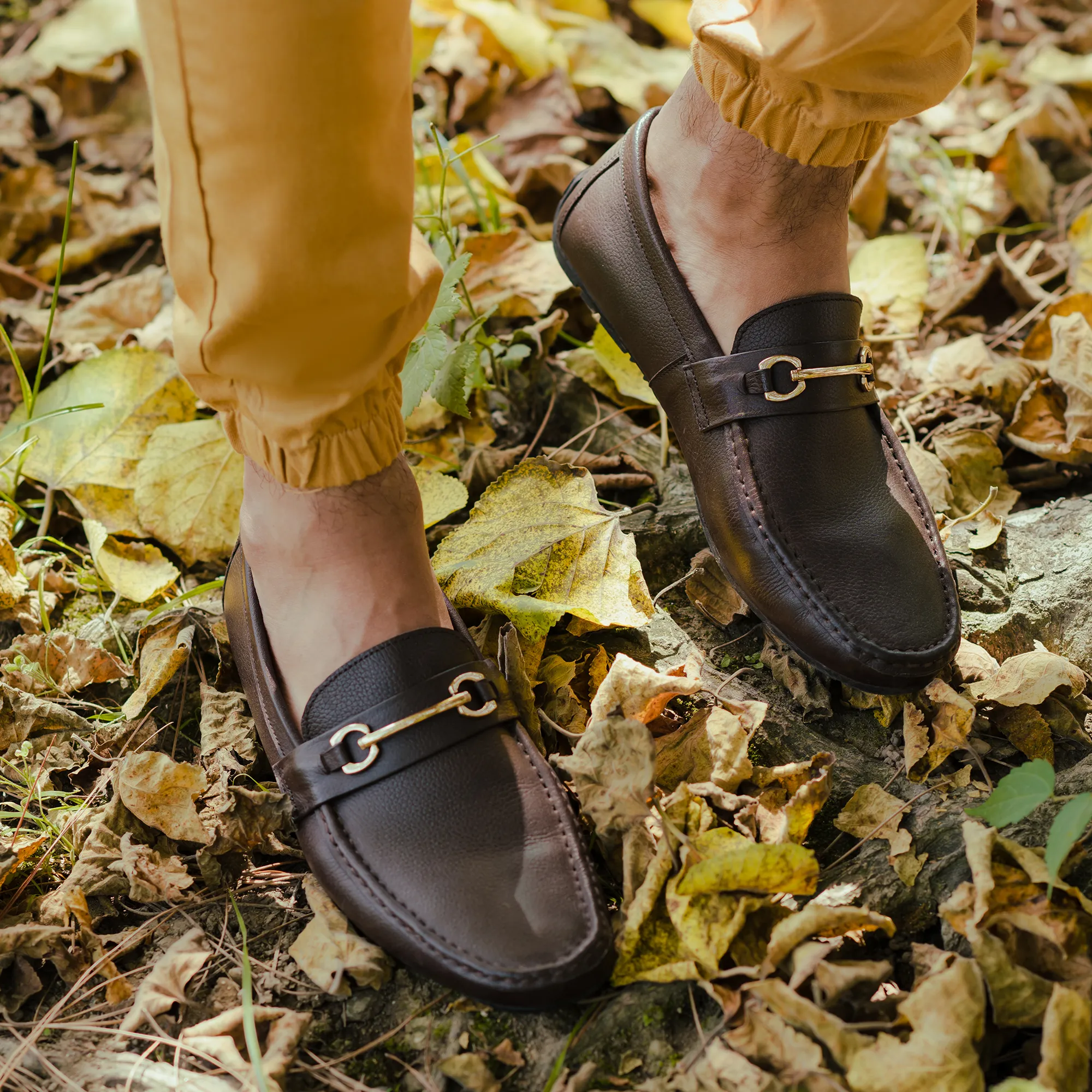 Strapped Horse Bit Buckled Moccasins Brown