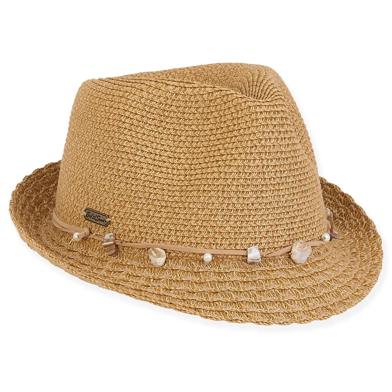 Stylish Tan Fedora Hat with Paper Straw Material