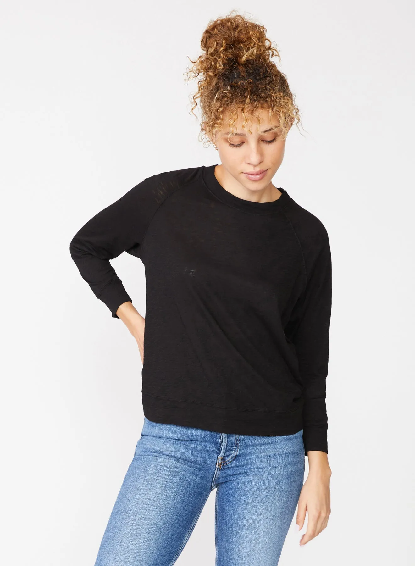 Supima Slub Jersey Black Sweatshirt Tee - Buy Now!