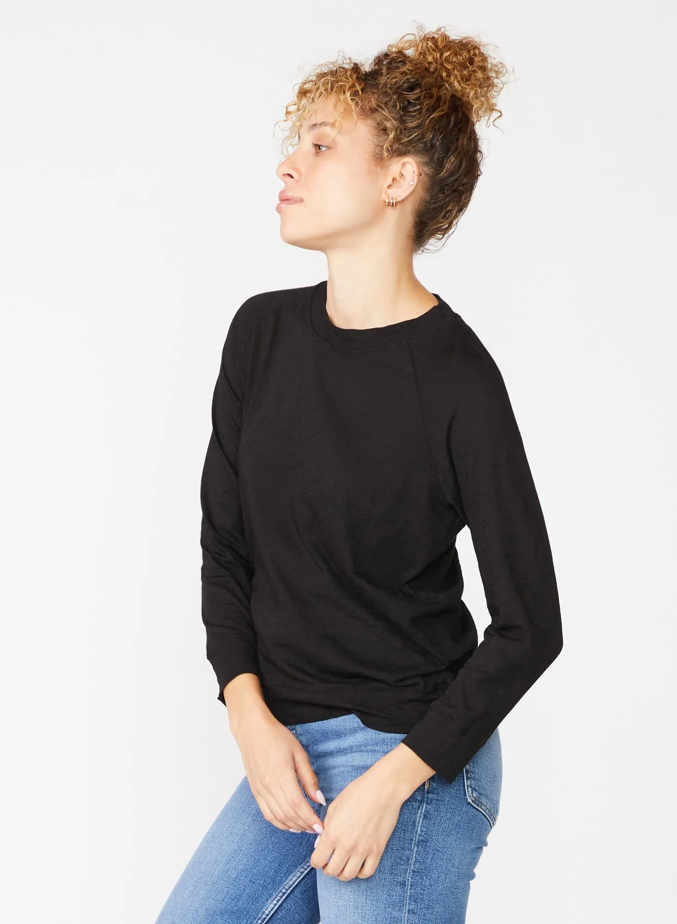 Supima Slub Jersey Black Sweatshirt Tee - Buy Now!