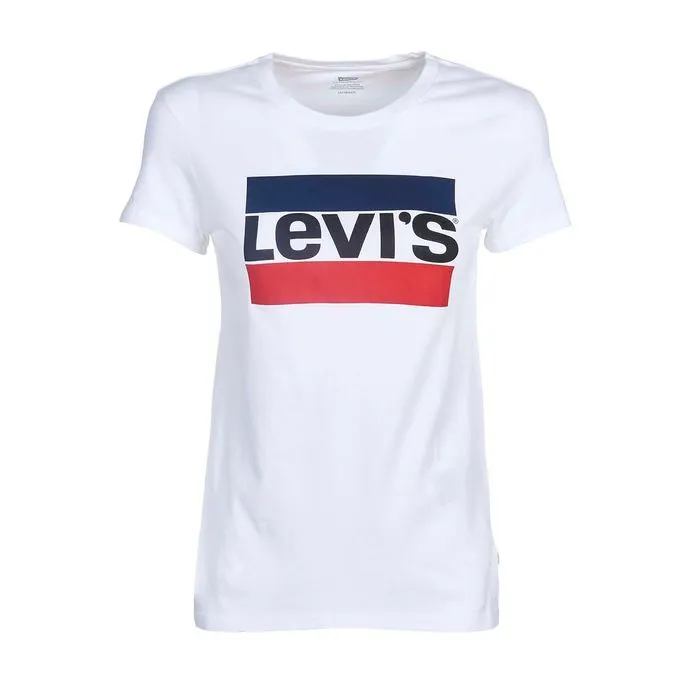 T-shirt with Sportswear Logo - Woman's White Blue Red