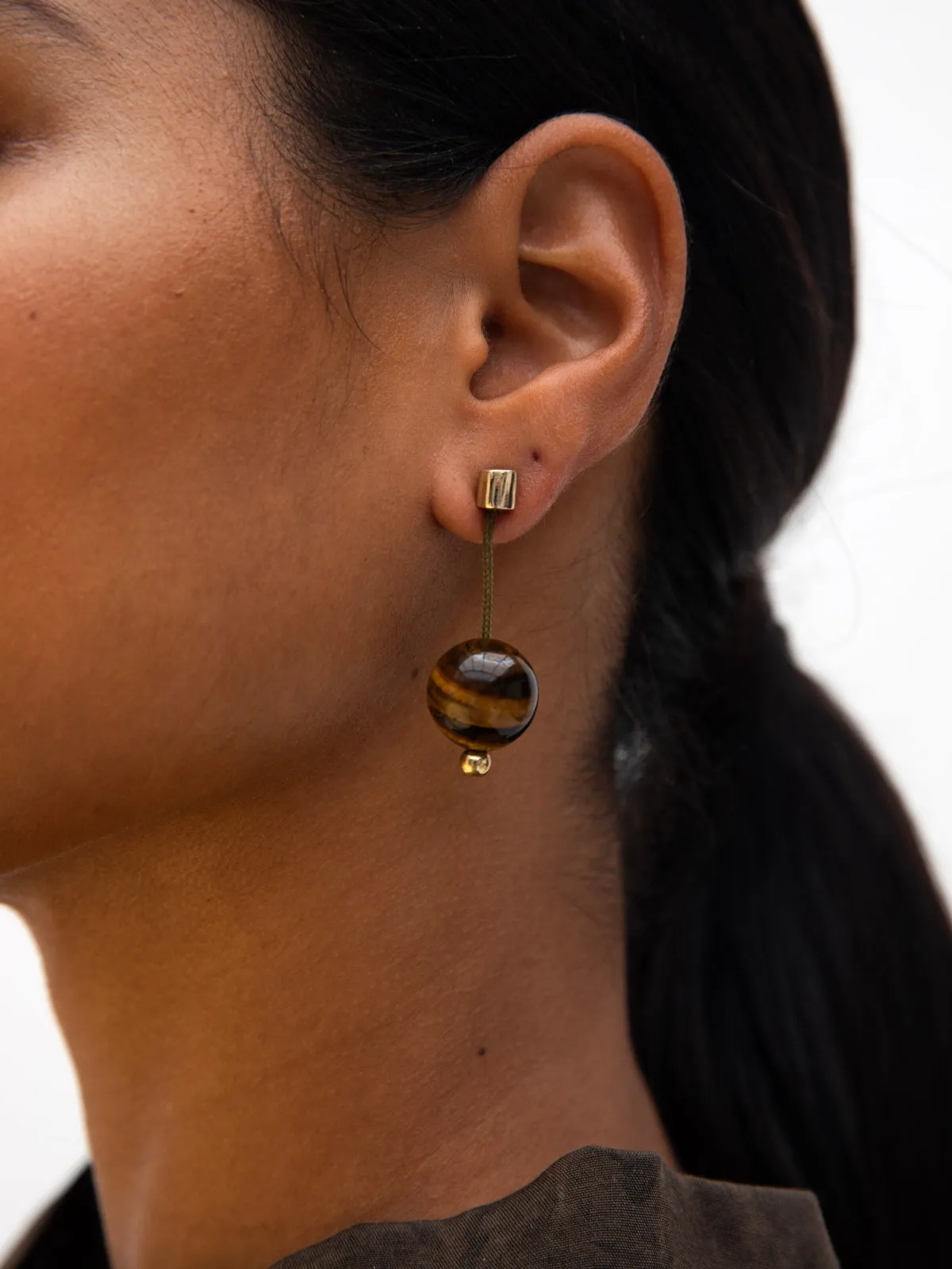 Tiger's Eye Olive Nakama Earrings