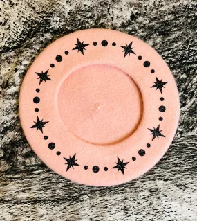 Vegan Beret - Pastel Pink Starburst