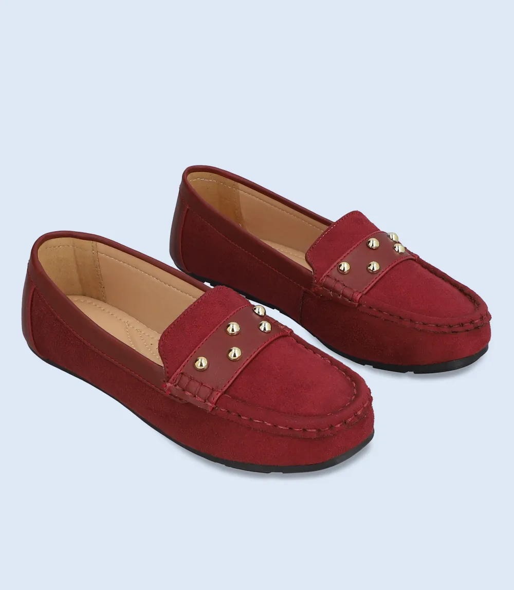 Women's Maroon Comfort Moccasins - BW8884