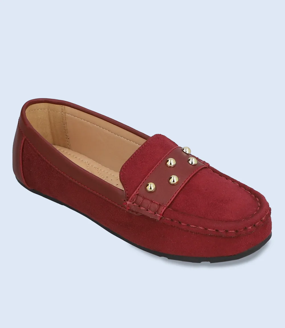 Women's Maroon Comfort Moccasins - BW8884