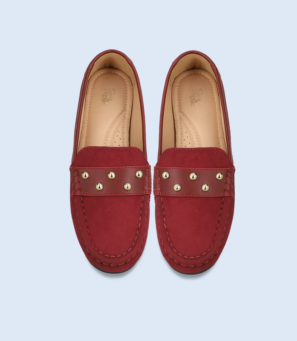 Women's Maroon Comfort Moccasins - BW8884