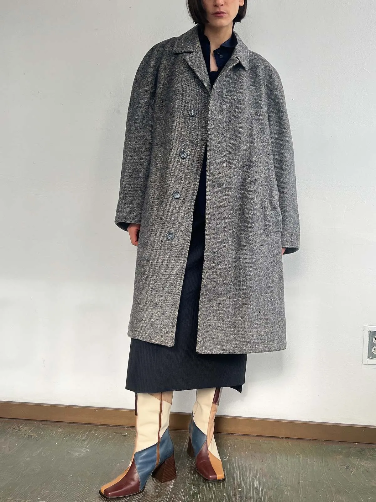 Wool Overcoat - Blue Gray Tweed