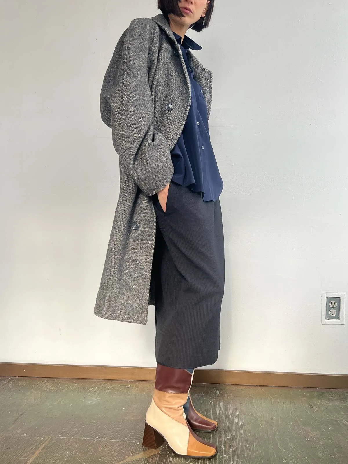 Wool Overcoat - Blue Gray Tweed