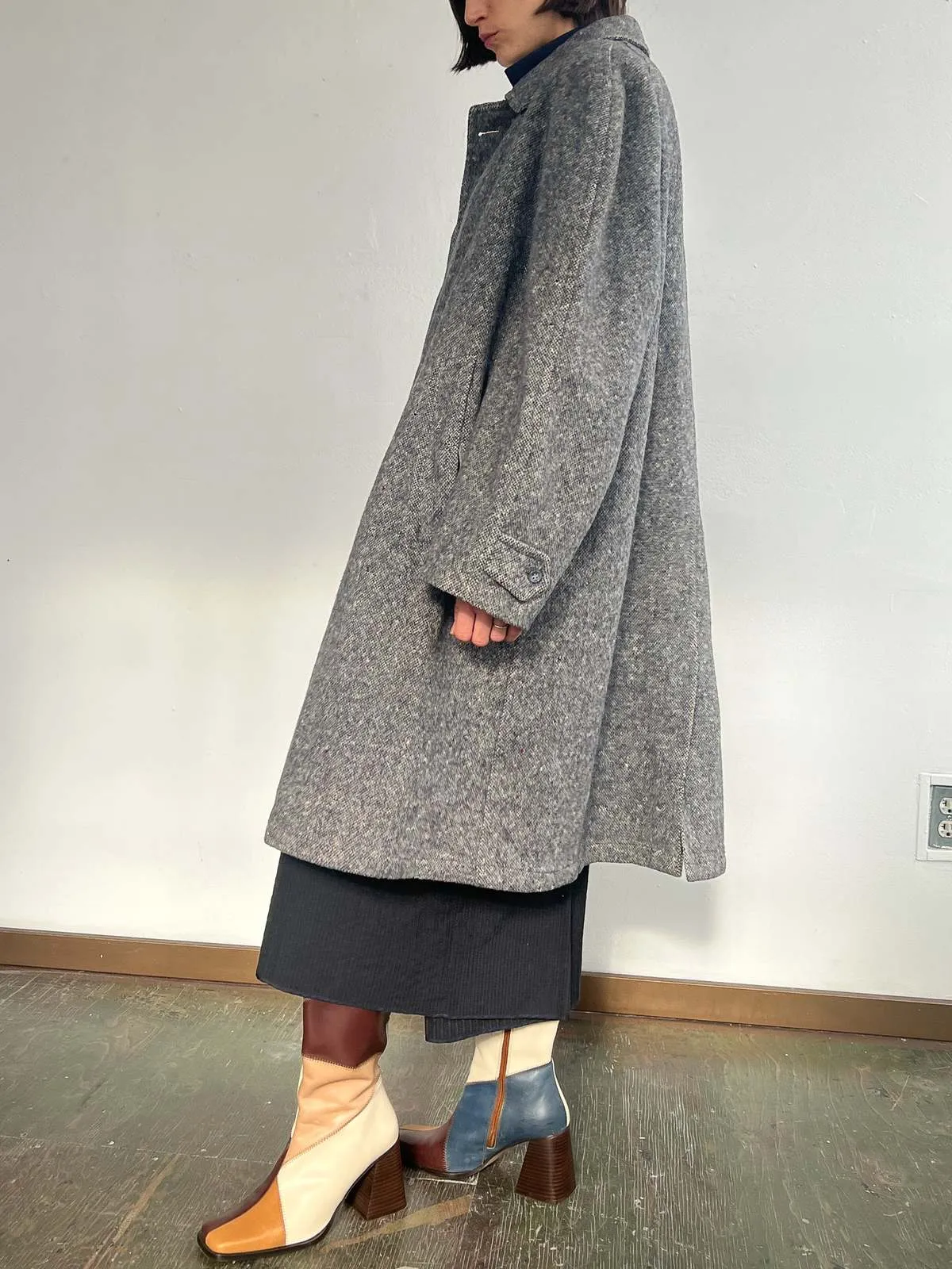 Wool Overcoat - Blue Gray Tweed