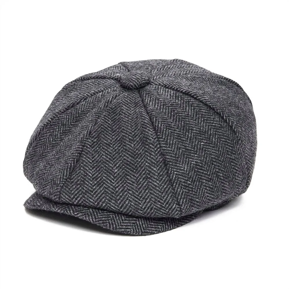 Xituodai Woollen Tweed Kid Newsboy Cap Boy Girl Herringbone Child Flat Cap Small Size Infant Toddler Youth Beret Hat Boina 001