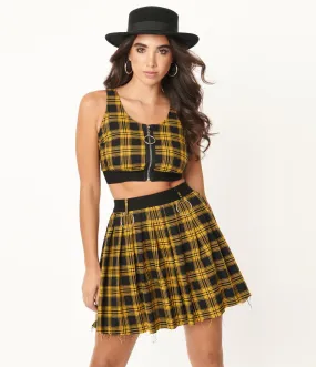 Yellow & Black Plaid Crop Top