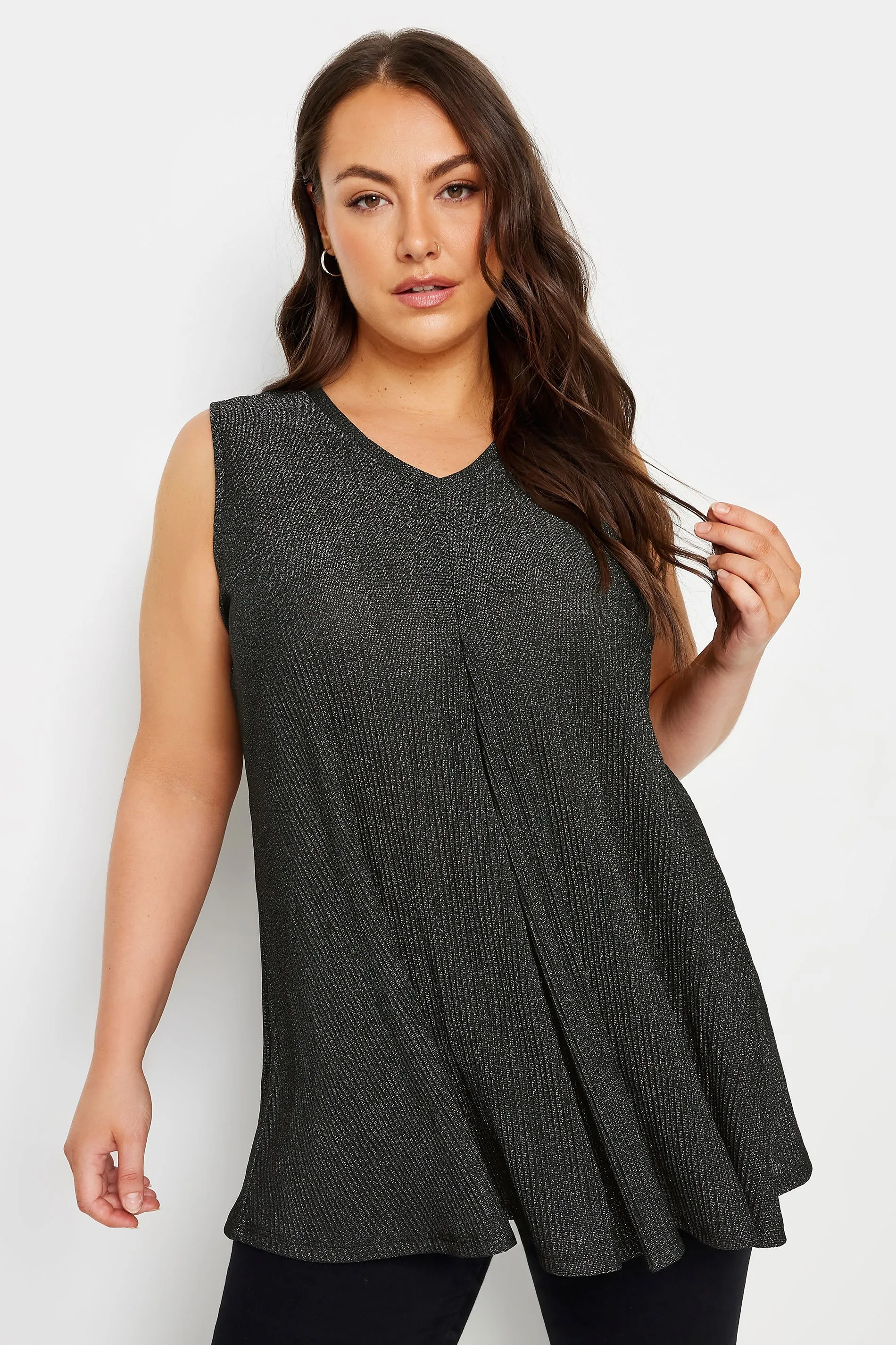 YOURS Curve Black Foil Print Vest Top